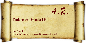 Ambach Rudolf névjegykártya